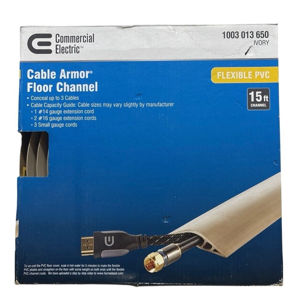 Commercial Electric 15 ft Flexible PVC Cable Armor Floor Channel Ivory A91-15V